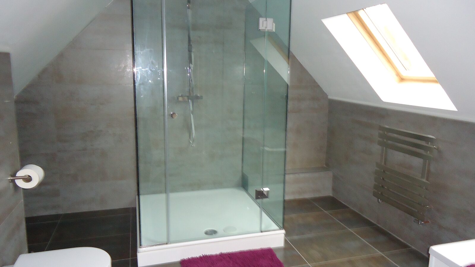 Shower room - glass enclosure